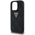 Guess nakładka Hardcase PU Grained Hot Stamp 4G Triangle Metal do iPhone 16 Pro 6,3" Czarna