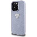 Guess nakładka Hardcase PU Grained Hot Stamp 4G Triangle Metal do iPhone 16 Pro 6,3" Fioletowa