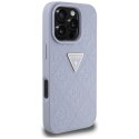 Guess nakładka Hardcase PU Grained Hot Stamp 4G Triangle Metal do iPhone 16 Pro 6,3" Fioletowa