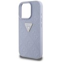 Guess nakładka Hardcase PU Grained Hot Stamp 4G Triangle Metal do iPhone 16 Pro 6,3" Fioletowa