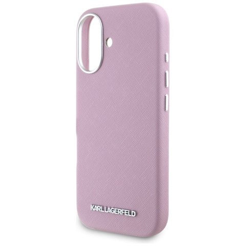 Karl Lagerfeld nakładka Hardcase MagSafe FW Saffiano Metal Logo do iPhone 16 6,1" Różowa Karl Lagerfeld nakładka Hardcase MagSafe FW Saffiano Metal Logo do iPhone 16 6,1" Różowa