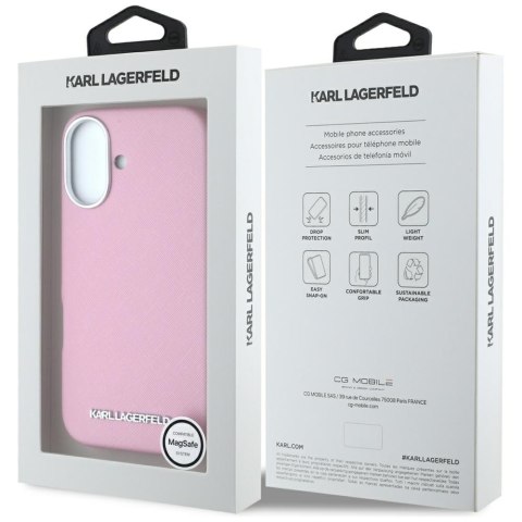 Karl Lagerfeld nakładka Hardcase MagSafe FW Saffiano Metal Logo do iPhone 16 6,1" Różowa Karl Lagerfeld nakładka Hardcase MagSafe FW Saffiano Metal Logo do iPhone 16 6,1" Różowa