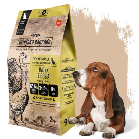 Wiejska Zagroda Karma sucha dla psa Indyk z gęsią (dorosły) chrupki M 2kg Wiejska Zagroda Karma sucha dla psa Indyk z gęsią (dorosły) chrupki M 2kg