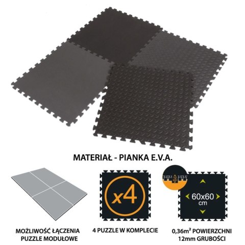 MATA PUZZLE POD SPRZĘT FITNESS KPL 4SZT 60X60X1,2CM EB FIT EB FIT MATA PUZZLE POD SPRZĘT FITNESS KPL 4SZT 60X60X1,2CM EB FIT EB FIT