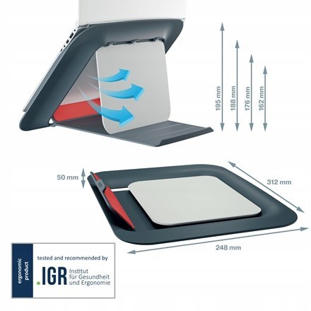 Podstawka pod laptopa Ergo Cosy szara 64260089 LEITZ LEITZ Podstawka pod laptopa Ergo Cosy szara 64260089 LEITZ LEITZ