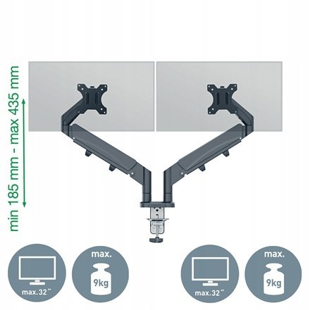 Ramię do monitora podwójne Ergo ciemnoszare 65370089 LEITZ LEITZ Ramię do monitora podwójne Ergo ciemnoszare 65370089 LEITZ LEITZ