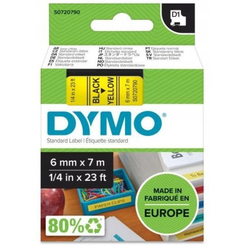 Taśma czarny nadruk na żółtym 6mm x 7m DYMO S0720790 DYMO Taśma czarny nadruk na żółtym 6mm x 7m DYMO S0720790 DYMO