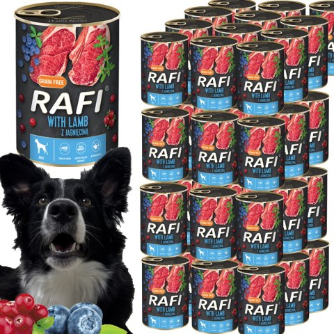 Karma Mokra Dla Psów RAFI z Jagnięciną, Borówką i Żurawiną 400g - 48 szt. RAFI Karma Mokra Dla Psów RAFI z Jagnięciną, Borówką i Żurawiną 400g - 48 szt. RAFI