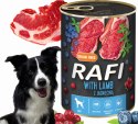 Karma Mokra Dla Psów RAFI z Jagnięciną, Borówką i Żurawiną 400g - 48 szt. RAFI