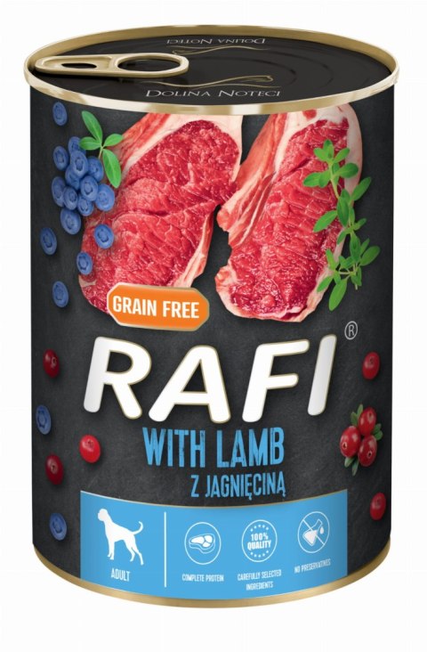 Karma Mokra Dla Psów RAFI z Jagnięciną, Borówką i Żurawiną 400g - 48 szt. RAFI Karma Mokra Dla Psów RAFI z Jagnięciną, Borówką i Żurawiną 400g - 48 szt. RAFI