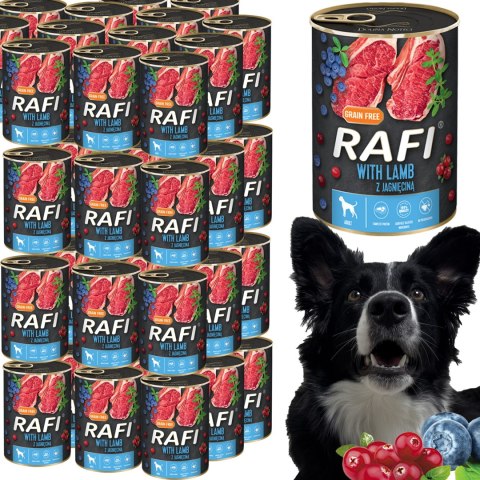 Karma Mokra Dla Psów RAFI z Jagnięciną, Borówką i Żurawiną 400g - 48 szt. RAFI Karma Mokra Dla Psów RAFI z Jagnięciną, Borówką i Żurawiną 400g - 48 szt. RAFI