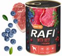 Karma Mokra Dla Psów RAFI z Wołowiną, Borówką i Żurawiną 400g - 48 szt. RAFI