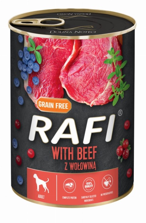 Karma Mokra Dla Psów RAFI z Wołowiną, Borówką i Żurawiną 400g - 48 szt. RAFI Karma Mokra Dla Psów RAFI z Wołowiną, Borówką i Żurawiną 400g - 48 szt. RAFI