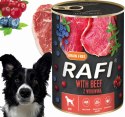 Karma Mokra Dla Psów RAFI z Wołowiną, Borówką i Żurawiną 400g - 48 szt. RAFI