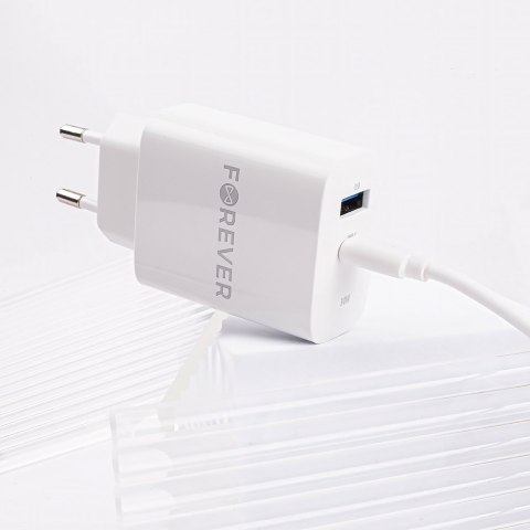 Forever ładowarka sieciowa PD QC TC-07-30AC 1x USB-C 1x USB 30W biała TelForceOne S.A. Forever ładowarka sieciowa PD QC TC-07-30AC 1x USB-C 1x USB 30W biała TelForceOne S.A.