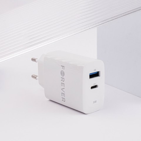 Forever ładowarka sieciowa PD QC TC-07-30AC 1x USB-C 1x USB 30W biała TelForceOne S.A. Forever ładowarka sieciowa PD QC TC-07-30AC 1x USB-C 1x USB 30W biała TelForceOne S.A.