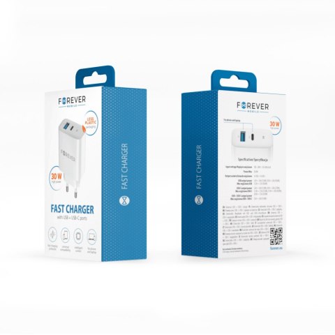 Forever ładowarka sieciowa PD QC TC-07-30AC 1x USB-C 1x USB 30W biała TelForceOne S.A. Forever ładowarka sieciowa PD QC TC-07-30AC 1x USB-C 1x USB 30W biała TelForceOne S.A.