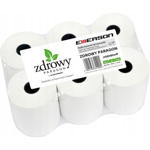 Rolki termiczne 80mmx80m (6szt) EMERSON rt08080wkff zdrowy paragon EMERSON Rolki termiczne 80mmx80m (6szt) EMERSON rt08080wkff zdrowy paragon EMERSON