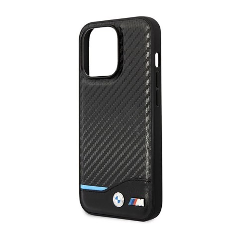 BMW Leather Carbon Blue Line MagSafe - Etui iPhone 14 Pro (czarny) BMW BMW Leather Carbon Blue Line MagSafe - Etui iPhone 14 Pro (czarny) BMW