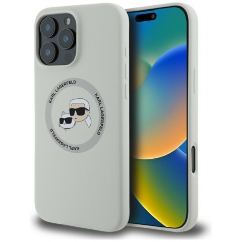 Karl Lagerfeld Silicone Double Heads And Circle MagSafe - Etui do iPhone 16 Pro Max (beżowy) Karl Lagerfeld Karl Lagerfeld Silicone Double Heads And Circle MagSafe - Etui do iPhone 16 Pro Max (beżowy) Karl Lagerfeld