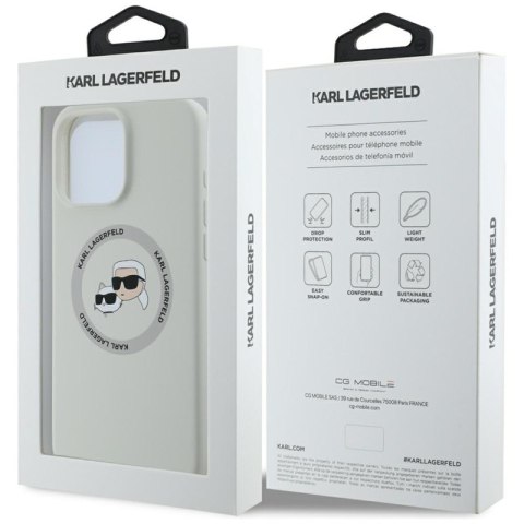 Karl Lagerfeld Silicone Double Heads And Circle MagSafe - Etui do iPhone 16 Pro Max (beżowy) Karl Lagerfeld Karl Lagerfeld Silicone Double Heads And Circle MagSafe - Etui do iPhone 16 Pro Max (beżowy) Karl Lagerfeld