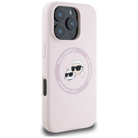 Karl Lagerfeld Silicone Double Heads And Circle MagSafe - Etui do iPhone 16 Pro Max (różowy) Karl Lagerfeld Karl Lagerfeld Silicone Double Heads And Circle MagSafe - Etui do iPhone 16 Pro Max (różowy) Karl Lagerfeld