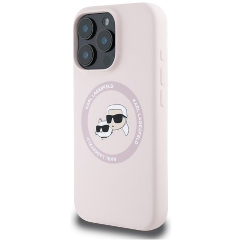 Karl Lagerfeld Silicone Double Heads And Circle MagSafe - Etui do iPhone 16 Pro (różowy) Karl Lagerfeld Karl Lagerfeld Silicone Double Heads And Circle MagSafe - Etui do iPhone 16 Pro (różowy) Karl Lagerfeld