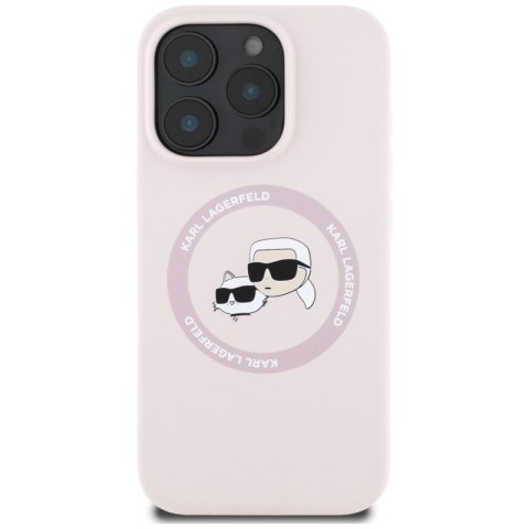 Karl Lagerfeld Silicone Double Heads And Circle MagSafe - Etui do iPhone 16 Pro (różowy) Karl Lagerfeld Karl Lagerfeld Silicone Double Heads And Circle MagSafe - Etui do iPhone 16 Pro (różowy) Karl Lagerfeld