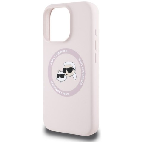 Karl Lagerfeld Silicone Double Heads And Circle MagSafe - Etui do iPhone 16 Pro (różowy) Karl Lagerfeld Karl Lagerfeld Silicone Double Heads And Circle MagSafe - Etui do iPhone 16 Pro (różowy) Karl Lagerfeld