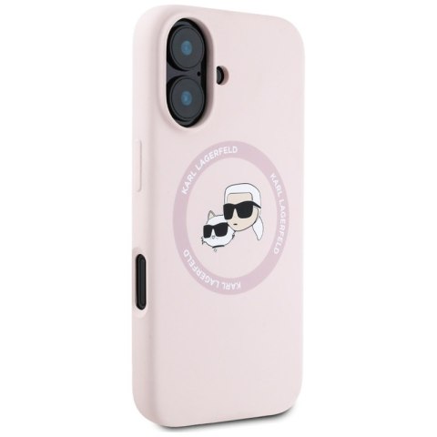 Karl Lagerfeld Silicone Double Heads And Circle MagSafe - Etui do iPhone 16 (różowy) Karl Lagerfeld Karl Lagerfeld Silicone Double Heads And Circle MagSafe - Etui do iPhone 16 (różowy) Karl Lagerfeld