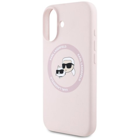 Karl Lagerfeld Silicone Double Heads And Circle MagSafe - Etui do iPhone 16 (różowy) Karl Lagerfeld Karl Lagerfeld Silicone Double Heads And Circle MagSafe - Etui do iPhone 16 (różowy) Karl Lagerfeld