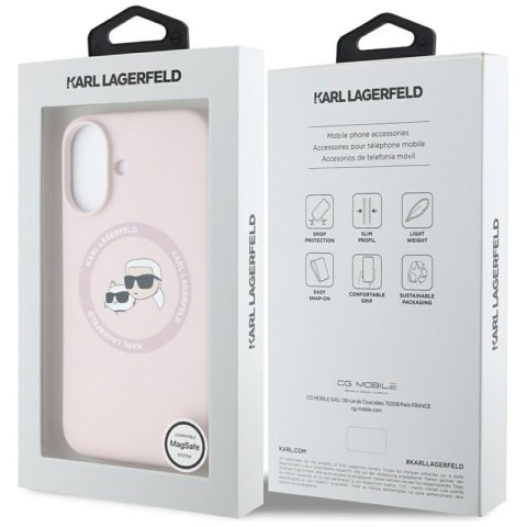 Karl Lagerfeld Silicone Double Heads And Circle MagSafe - Etui do iPhone 16 (różowy) Karl Lagerfeld Karl Lagerfeld Silicone Double Heads And Circle MagSafe - Etui do iPhone 16 (różowy) Karl Lagerfeld