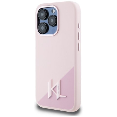 Karl Lagerfeld Silicone Shadow Metal Initial MagSafe - Etui do iPhone 15 Pro (różowy) Karl Lagerfeld Karl Lagerfeld Silicone Shadow Metal Initial MagSafe - Etui do iPhone 15 Pro (różowy) Karl Lagerfeld