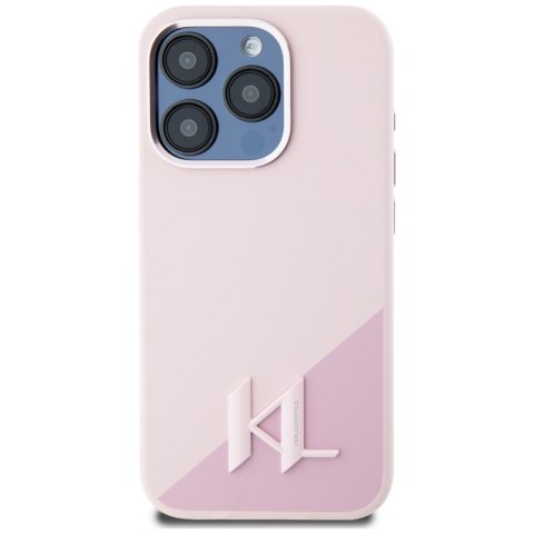 Karl Lagerfeld Silicone Shadow Metal Initial MagSafe - Etui do iPhone 15 Pro (różowy) Karl Lagerfeld Karl Lagerfeld Silicone Shadow Metal Initial MagSafe - Etui do iPhone 15 Pro (różowy) Karl Lagerfeld