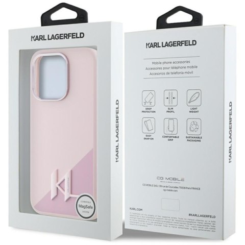 Karl Lagerfeld Silicone Shadow Metal Initial MagSafe - Etui do iPhone 15 Pro (różowy) Karl Lagerfeld Karl Lagerfeld Silicone Shadow Metal Initial MagSafe - Etui do iPhone 15 Pro (różowy) Karl Lagerfeld