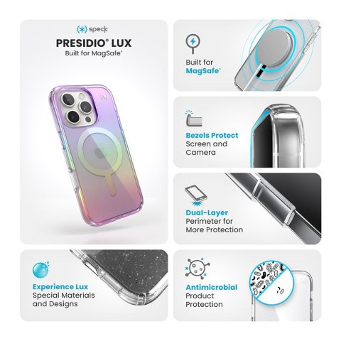Speck Presidio2 Lux MagSafe - Etui iPhone 16 Pro (Amazing Purple / Clear) Speck Speck Presidio2 Lux MagSafe - Etui iPhone 16 Pro (Amazing Purple / Clear) Speck