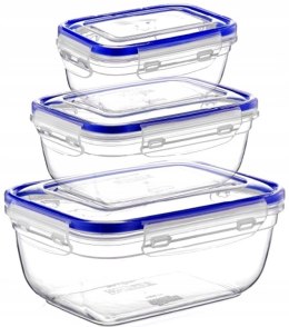 Komplet pojemników transparentnych PROSTOKĄT 400,800,1400 ml Katex