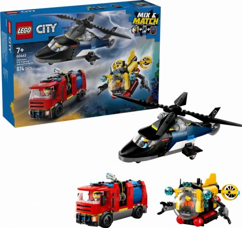 60462 - LEGO City - Zestaw z helikopterem, wozem strażackim i łodzią podwodną LEGO 60462 - LEGO City - Zestaw z helikopterem, wozem strażackim i łodzią podwodną LEGO