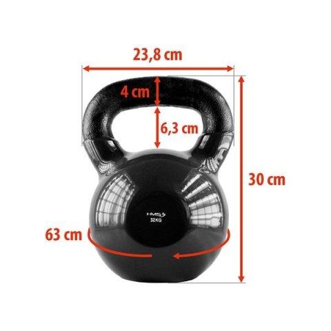 KNV32 BLACK KETTLEBELL ŻELIWNY POKRYTY WINYLEM HMS HMS KNV32 BLACK KETTLEBELL ŻELIWNY POKRYTY WINYLEM HMS HMS
