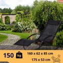 Leżak Bujany OGRODOWY 175cm 150kg Nowoczesny Fotel Leżanka Czarny Metalowy E-hurtownia