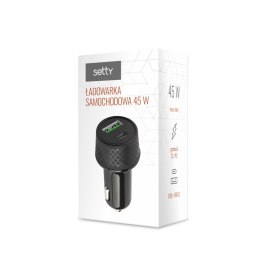 Setty ładowarka samochodowa PD USB + USB-C 45W LSM-01 czarna TelForceOne S.A.