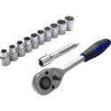 Zestaw narzędzi 12w1 grzechotka 1/2 nasadki 10-24 mm przedłużka 125 mm E-hurtownia
