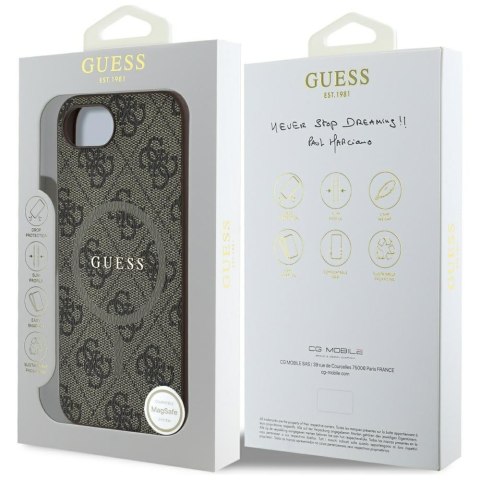 Guess Nakładka HC MagSafe PU 4G Ring Classic Logo do iPhone 16e Brązowa CG Mobile SAS Guess Nakładka HC MagSafe PU 4G Ring Classic Logo do iPhone 16e Brązowa CG Mobile SAS