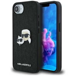 Karl Lagerfeld Nakładka HC Fixed Glitter K&C Heads Logo Metal Pin do iPhone 16e Czarna CG Mobile SAS