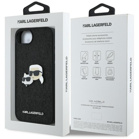 Karl Lagerfeld Nakładka HC Fixed Glitter K&C Heads Logo Metal Pin do iPhone 16e Czarna CG Mobile SAS Karl Lagerfeld Nakładka HC Fixed Glitter K&C Heads Logo Metal Pin do iPhone 16e Czarna CG Mobile SAS