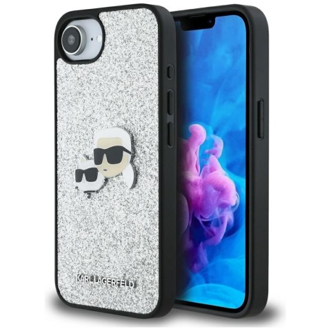 Karl Lagerfeld Nakładka HC Fixed Glitter with Ikonik Metal Pin do iPhone 16e Srebrna CG Mobile SAS