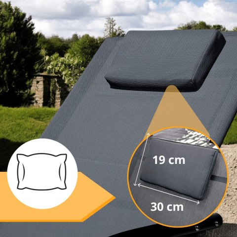 Leżak ogrodowy 160x62 cm textilene stalowy odporny UV 150 kg Szary E-hurtownia Leżak ogrodowy 160x62 cm textilene stalowy odporny UV 150 kg Szary E-hurtownia