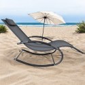 Leżak ogrodowy 160x62 cm textilene stalowy odporny UV 150 kg Szary E-hurtownia