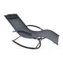 Leżak ogrodowy 160x62 cm textilene stalowy odporny UV 150 kg Szary E-hurtownia