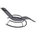Leżak ogrodowy 160x62 cm textilene stalowy odporny UV 150 kg Szary E-hurtownia